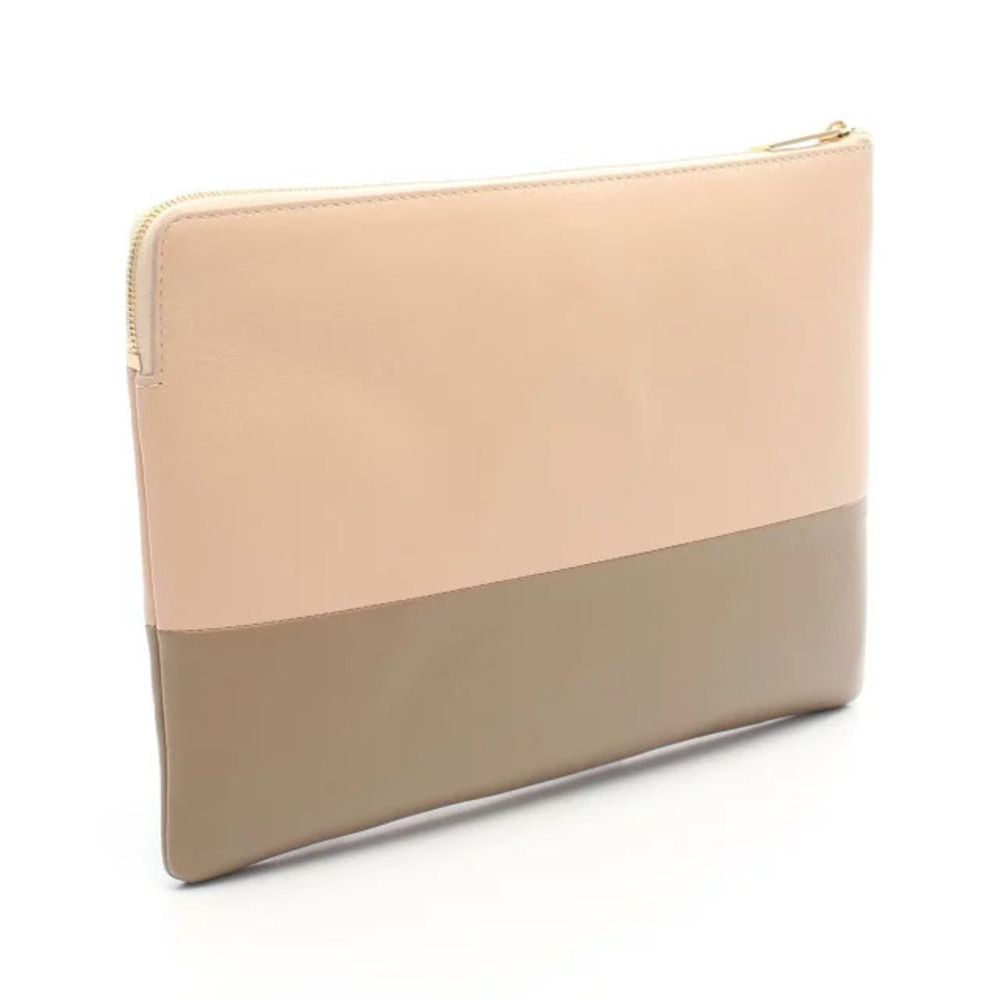 Celine Beige Leather Clutch Shoulder Bag Tan